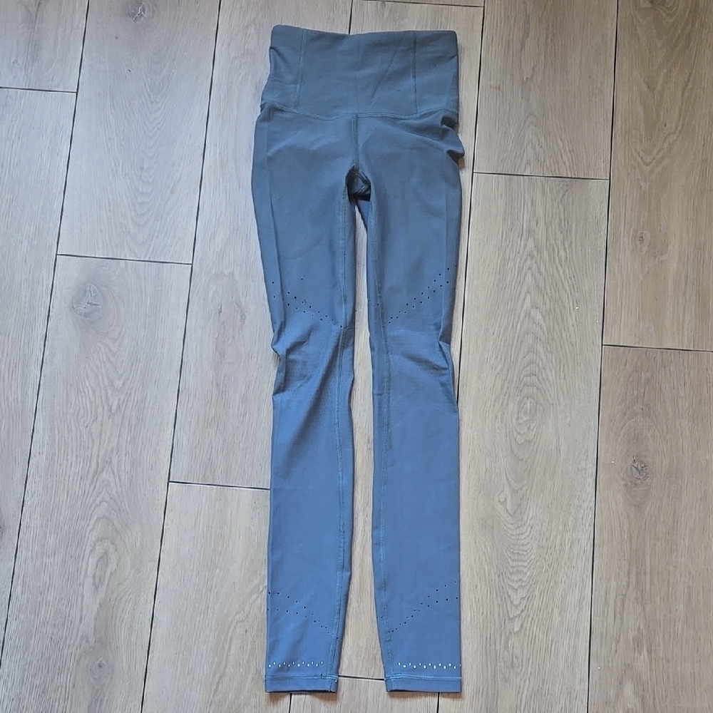 Lululemon Zoned In Tight *27" Blue Charcoal Leggings Sz 2